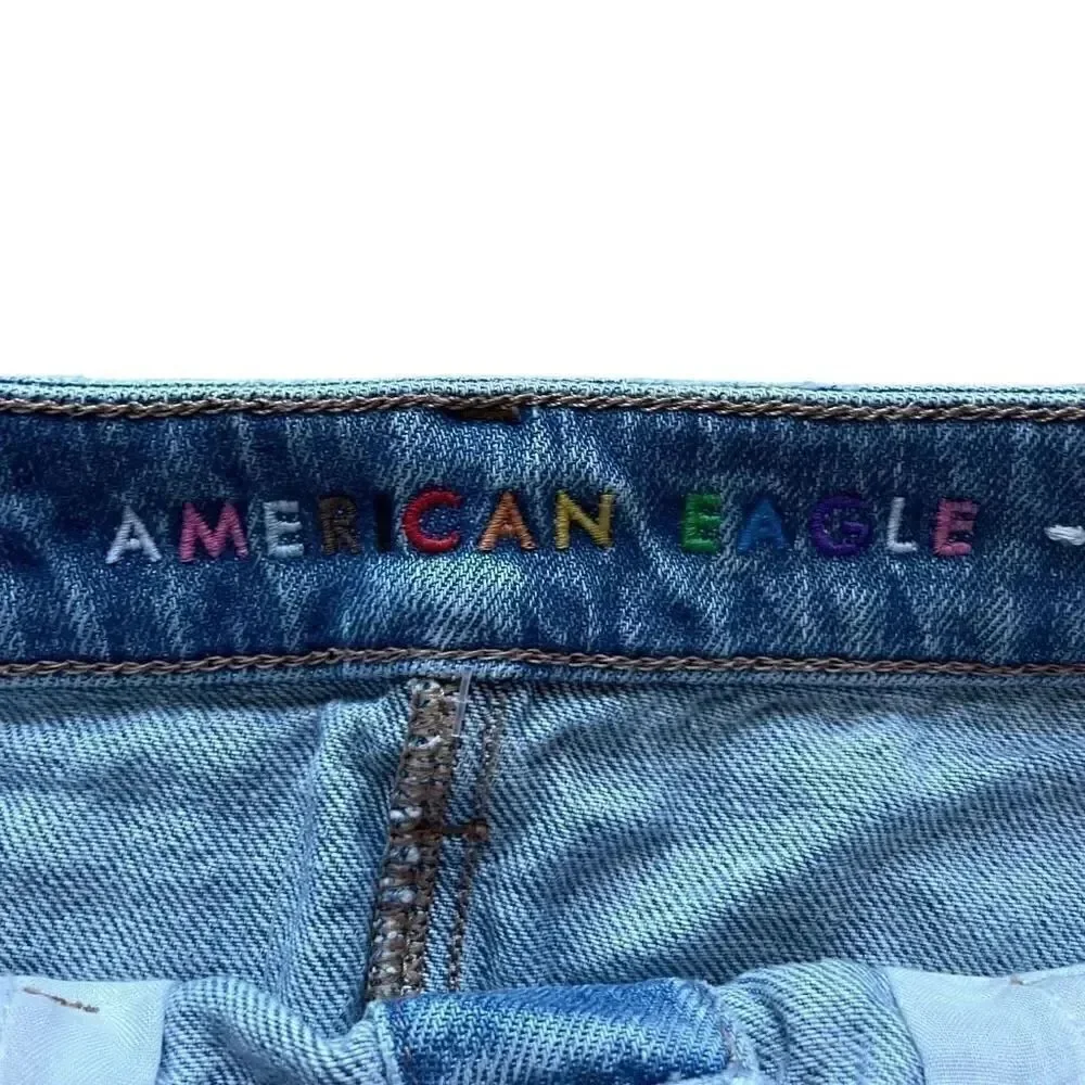 NWOT American Eagle Rainbow Button Down Blue A-Line Women’s Skirt SZ 6 #1314